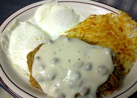 Egg with fried chicken